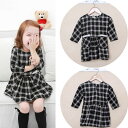 fs04gm チェックのカットソー　チェックワンピース　チェックTシャツ　チェックシャツ　子ども　ワンピース　韓国子供服　女の子　　90cm　100cm　110cm　120cm　　ギンガムチェック　02P30May15