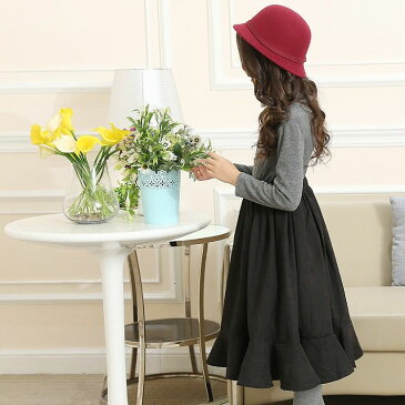 9月27日新入荷★子供ロングワンピースドレス fs04gm【子供服】子供ワンピース 長袖フレアワンピース フレアロングワンピース 子供ワンピース 裏起毛ワンピースドレス 韓国子供服ドレス ベージュ グレー ブラック 90-130cm