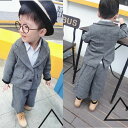 110のみ在庫有り【子供服】（kids）] fs04gm [男の子」子ども　子どもタキシード上下セット　チェックスーツ上下セット　ガウチョパンツ上下スーツ　韓国子供服フォーマルスーツ　子ども　スーツ　スタジオ撮影スーツ【80】【90】【100】【110】グレー　fs3gm その1