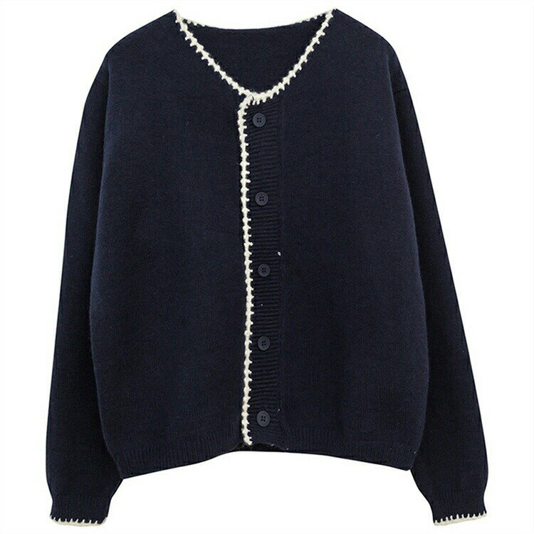 【送料無料】秋冬服 ノーカラー カーディガン レディース ニット カーディガン オフィス トップス アウターインナー 春 秋冬コーデ 羽織り Vネック 長袖 セーター レディース ゆったり 軽量 切り替え シンプル 事務 大きいサイズ 前開き 形態安定 学校 ベージュ/ネイビー/レ