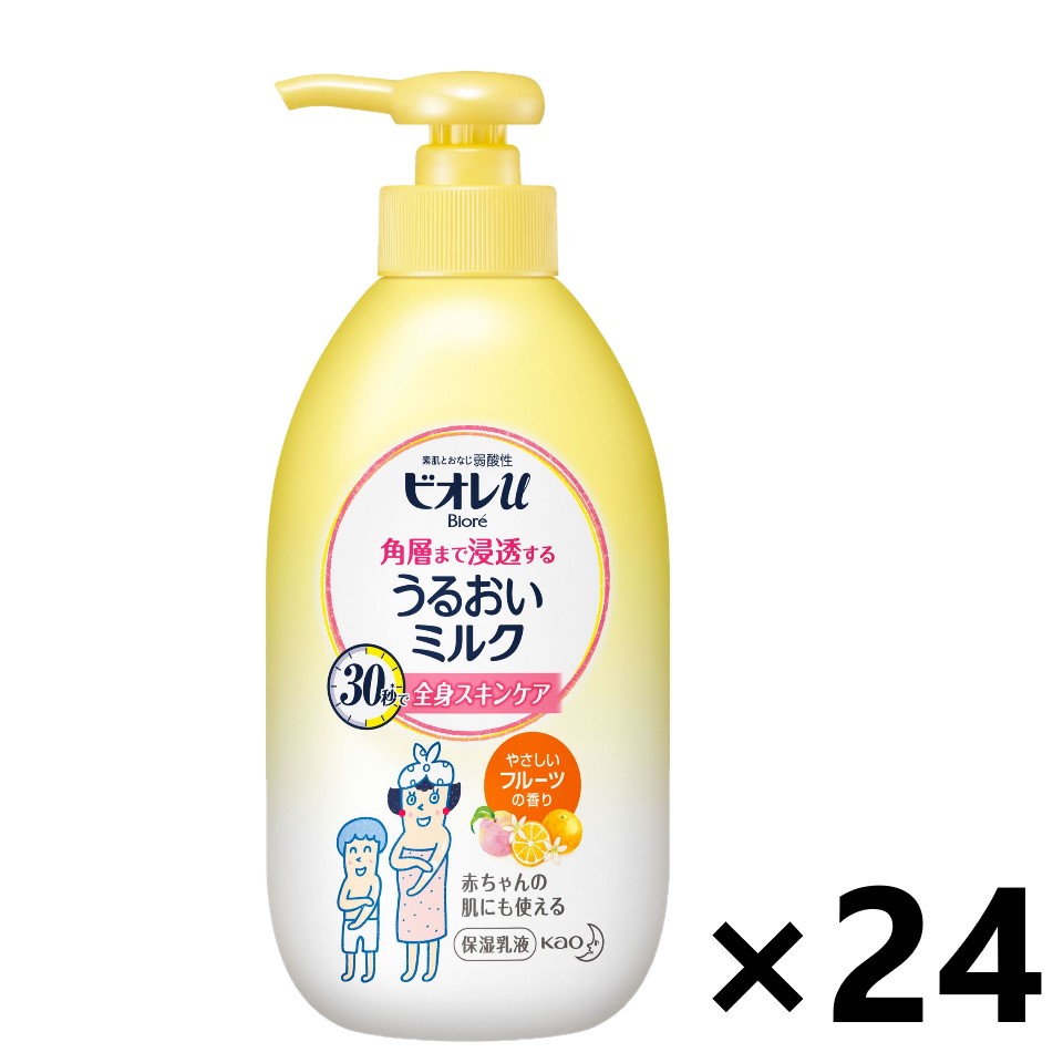 【送料無料】ビオレu 角層まで浸透する うるおいミルク やさしいフルーツの香り 本体 300mlx24本 ボディケア 花王