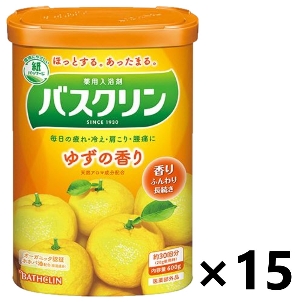 もぎたてのゆずの香りで気分なごむ 製品名 バスクリン ゆずの香り 香り ゆずの香り 湯色 ライトグリーンの湯（透明タイプ） 容量 600g（約30回分） 分類 医薬部外品（販売名：BCプレミアムA-Y） 効能 疲労回復、冷え症、肩のこり、腰痛、神経痛、リウマチ、痔、荒れ性、あせも、しっしん、にきび、ひび、 しもやけ、あかぎれ、うちみ、くじき