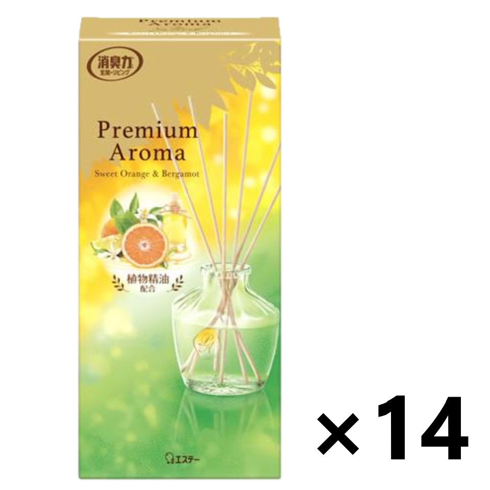 【送料無料】消臭力 Premium Aroma Stick(プレミアムアロマ スティック) 玄関・リビング用 スイートオレンジ＆ベルガモット 本体 65mlx14個 エステー