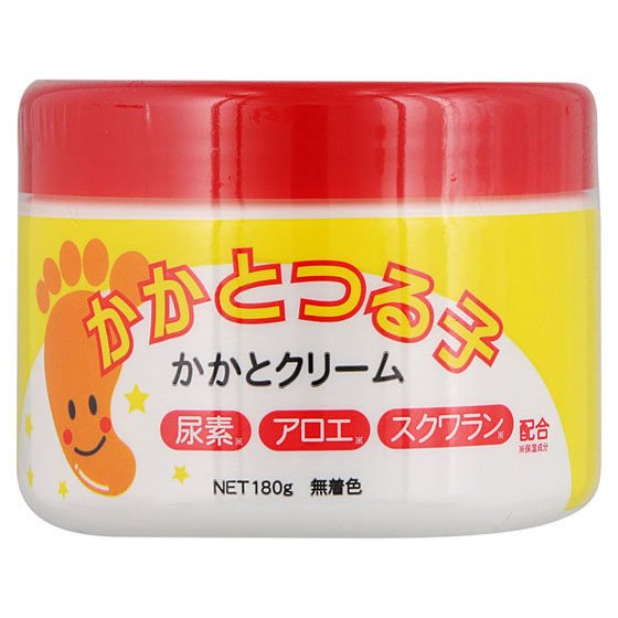 ＜内容量＞ 180g ＜ご使用方法＞ 乾いたお肌に適量をのばし、カサカサが気になる場所にすりこんでください。お休み前にクリームをつけてから靴下をはいて寝ると効果的です。洗い流す必要はありません。ヒジやヒザにもご使用いただけます。 ＜特徴＞ 乾燥やブーツ・パンプス等の靴との摩擦によってコチコチ・ガサガサになったかかとを、柔らかなツヤ足へ導くうるおいフットクリーム。