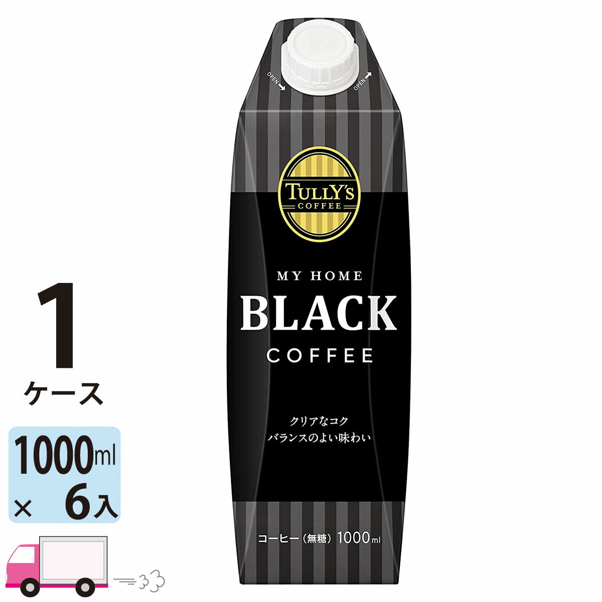 【送料無料※一部地域除く】 伊藤園 タリーズブラック 1L 6本 紙パック 1ケース