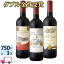 【送料無料※一部地域除く】ボルドー 金賞受賞ワイン 合計 メダル6個 750ml 3本セット飲み比べセット 赤3本