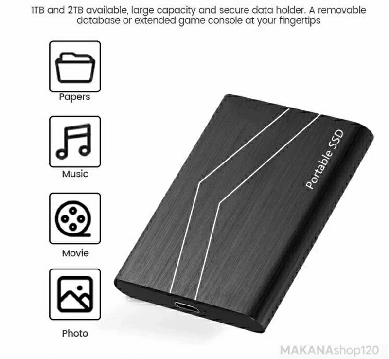 SSD 1TB 外付 ポータブルSSD 外付けハードディス USB-A/USB-C両対応 500GB 超薄型ポータブル ハードディスク 2TB USB3.1 Type-C 対応 スマホ互換可 耐衝撃 - Image 2