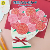 花束カード カーネーション 寄せ書き 二つ折り 色紙 かわいい おしゃれ プレゼント デザイン グリーティングカード メッセージ ゼットアンドケイ ギフト 贈り物 アレンジ 孫 母の日 フラワーロス 花以外