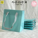 ペーパーバッグM ライトブルー 10枚セット 22-619 キャリーバッグ 紙袋 手提げ袋 ギフトバッグ 厚手タイプ マチあり ギフト 袋 ウェディング 結婚式...