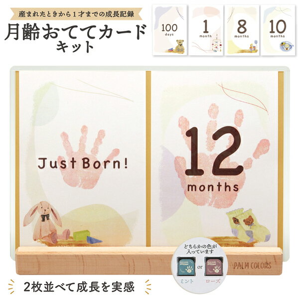 月齢おててカードキット PALM COLORS パームカラーズ シャチハタ シヤチハタ ファーストアート 成長記録 カード セット ギフト スタンプ 子育て 手形 足形 赤ちゃん ベビー 子ども マンスリーカード おしゃれ