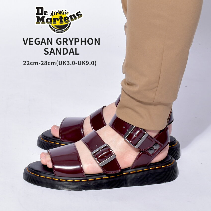 ドクターマーチン ヴィーガン グリフォン サンダル DR．MARTENS サンダル メンズ レディース バーガンディ レッド 赤 VEGAN GRYPHON SANDAL 25065600 カジュアル パンク 人気 定番 おしゃれ ビーガン