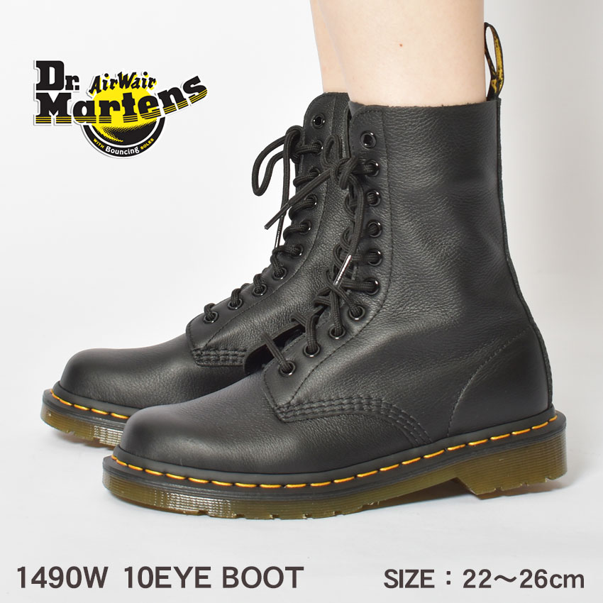 【店内全品★P2倍！】ドクターマーチン 10ホール ブーツ レディース Dr.Martens 1490W 10EYE BOOT R22524001 レザー ミドル丈 ショートブーツ 靴 シューズ マーチン ブランド 黒 グレインナッパレザー 柔らかい 疲れにくい