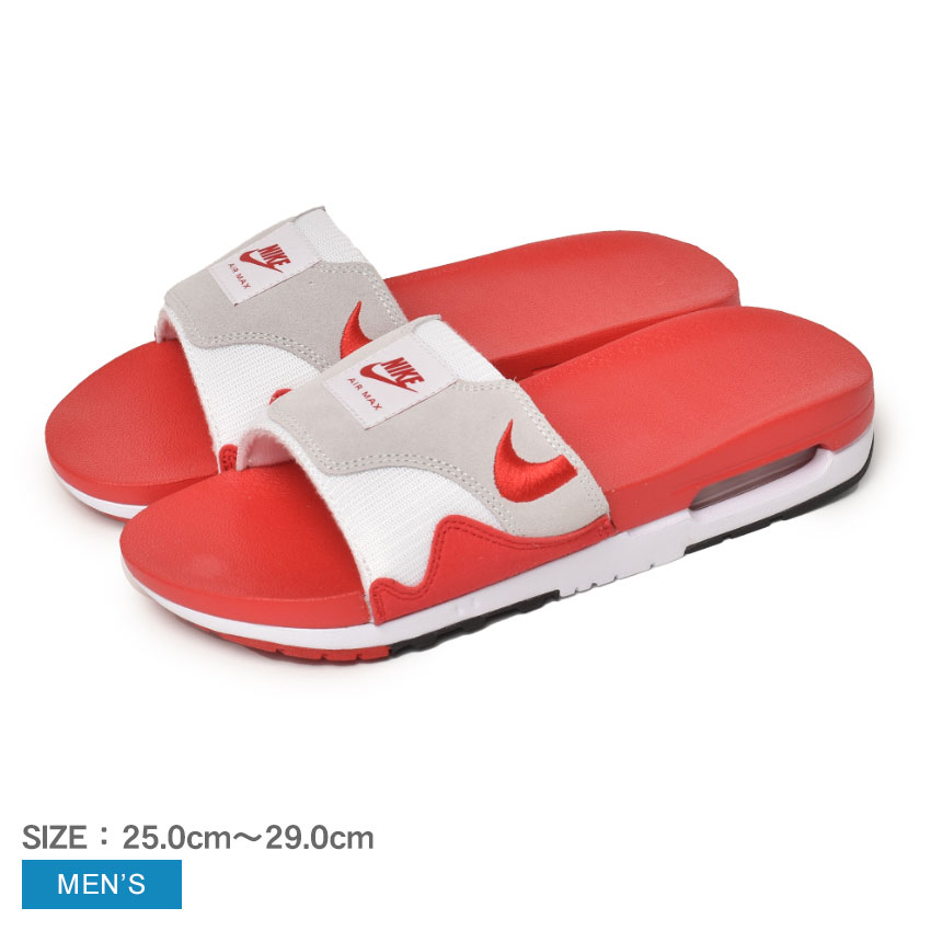 【店内全品★P5倍！】ナイキ エアマックス1スライド NIKE サンダル メンズ DH0295 AIR MAX 1 SLIDE シューズ スライドサンダル スポーツサンダル スポサン シャワーサンダル シャワサン レッド 赤 ホワイト 白 ブランド ぺたんこ おしゃれ デイリー シンプル