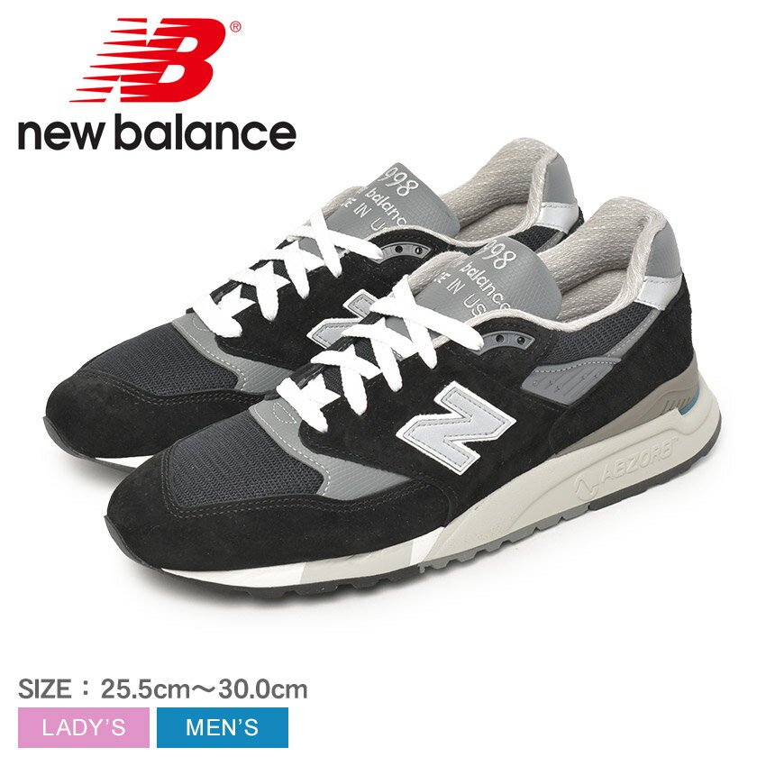 《USAモデル限定入荷！》ニューバランス 998 Made in USA 998 NEW BALANCE スニーカー メンズ レディース ブラック 黒 U998BL シューズ 靴 ローカット 通勤 通学 履きやすい 歩きやすい 疲れにくい ブランド ワイズD シンプル スポーツ スポーティ カジュアル 定番のサムネイル