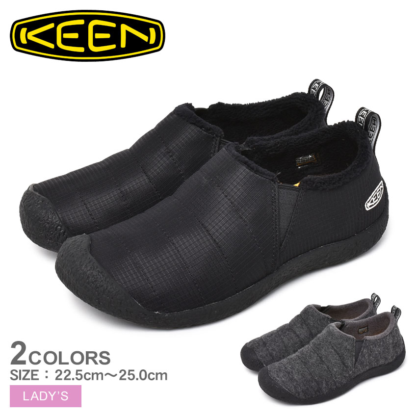 【店内全品★P5倍！】キーン ハウザー ツー KEEN スニーカー レディース ブラック 黒 グレー HOWSER II 1023981 1025620 シューズ 靴 ブランド シンプル アウトドア 軽量 おしゃれ コンフォートシューズ 旅行 あったか 楽ちん ボア スリッポン フェルト