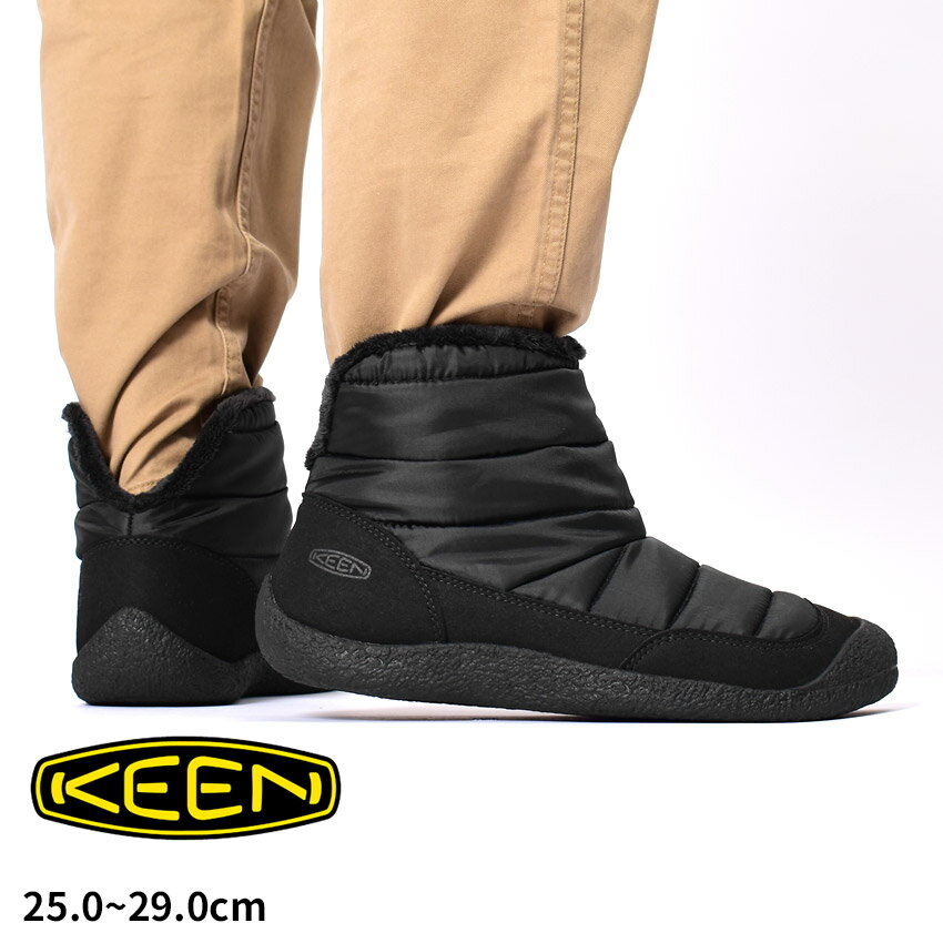 キーン ハウザー フォールド ダウン KEEN ブーツ メンズ ブラック 黒 HOWSER FOLD DOWN 1027947 シューズ 靴 ブランド シンプル アウトドア 人気 楽ちん ショートブーツ ボア 暖かい 防寒 タウンユース フリース キャンプ 山 レジャー