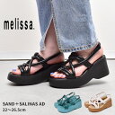 【店内全品★P5倍！】メリッサ 厚底サンダル レディース ストラップ SAND＋SALINAS AD MELISSA サンダル おしゃれ 痛くない 歩きやすい ブラック 黒 グリーン ホワイト 白 33436 靴 夏 ブランド おしゃれ シンプル PVC 海 ビーチ 可愛い ウェッジソール ベロクロ