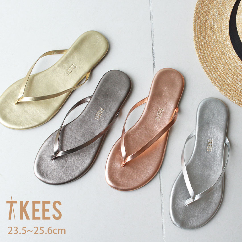 ＼大決算セール開催中★／ティキーズ METALLICS TKEES サンダル レディース ぺたんこ ビーチサンダル トングサンダル きれいめ 華奢 大人 カジュアル 海外 ブランド セレブ ビーチ 海 街 プール シルバー ゴールド 巾着入り 袋 シンプル レザー 本革 軽量のサムネイル