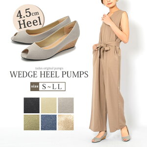 パンプス 痛くない ウェッジソール TODOS トドス ウェッジヒール パンプス WEDGE HEEL PUMPS TO-308 靴 パンプス オープン トゥ 大人 シューズ ブラック ビジネス おしゃれ リネン オフィス 通勤 通学 美脚 黒