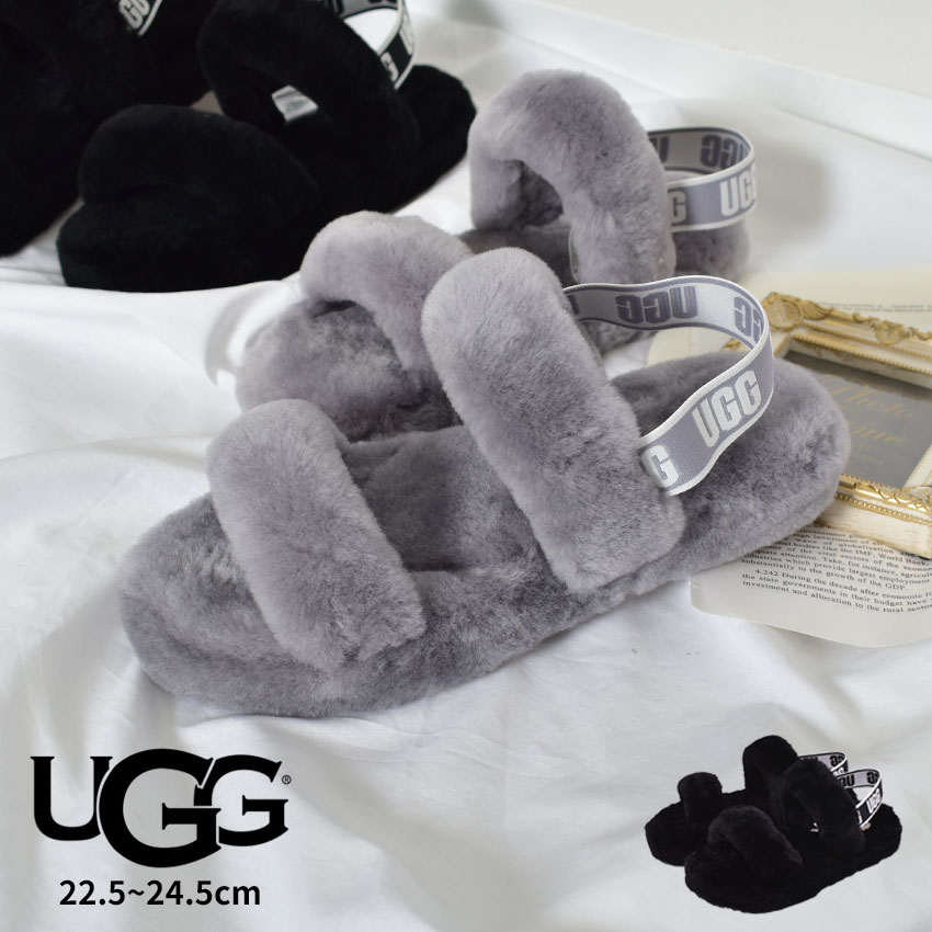 【店内全品★P5倍！】アグ オー イヤー UGG サンダル レディース ブラック 黒 グレー パープル OH YEAH 1115752K 靴 シューズ 室内 室外 ルームシューズ ルームスリッパ ファー ボア フラット あったか バックストラップ slz shn