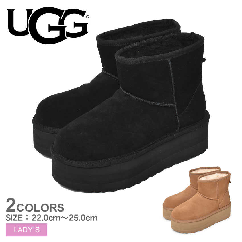 ＼月末月初SALE開催中★／アグ クラシックミニ UGG ムートンブーツ レディース 厚底 ブラック 黒 ブラウン CLASSIC MINI PATFORM 1134991 ブーツ シープスキン ファー ボア 防寒 保温 ショートブーツ 本革 靴 おしゃれ カジュアル あったか 寒さ対策 新作