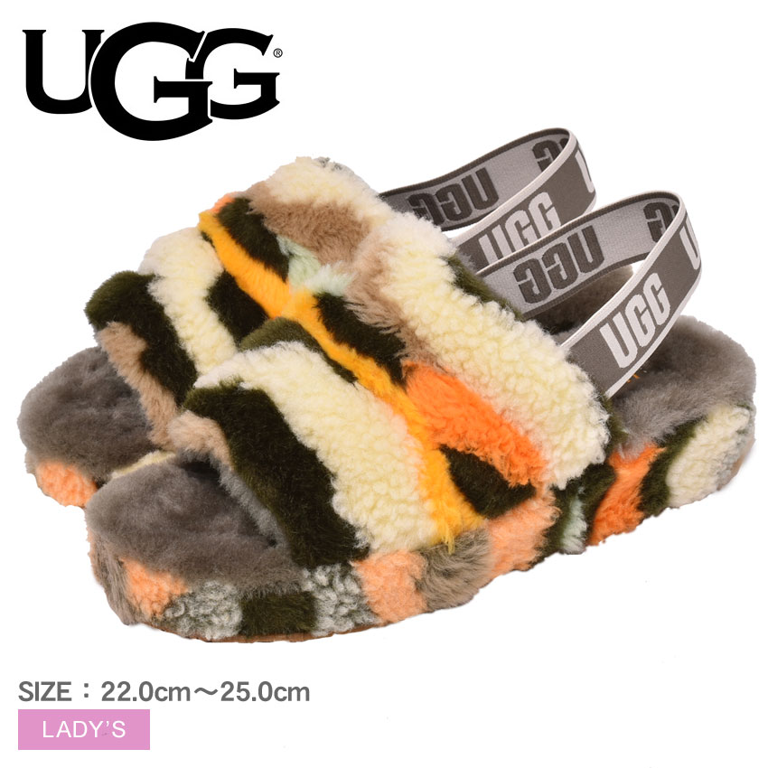 ＼サマークリアランス開催中★／アグ フラッフ イヤー スライド カリ コラージュ UGG ファーサンダル レディース ブラウン ベージュ オレンジ マルチカラー FLUFF YEAH SLIDE CALI COLLAGE 1118164 靴 シューズ 室内 室外 ルームシューズ ルームスリッパ ボアのサムネイル