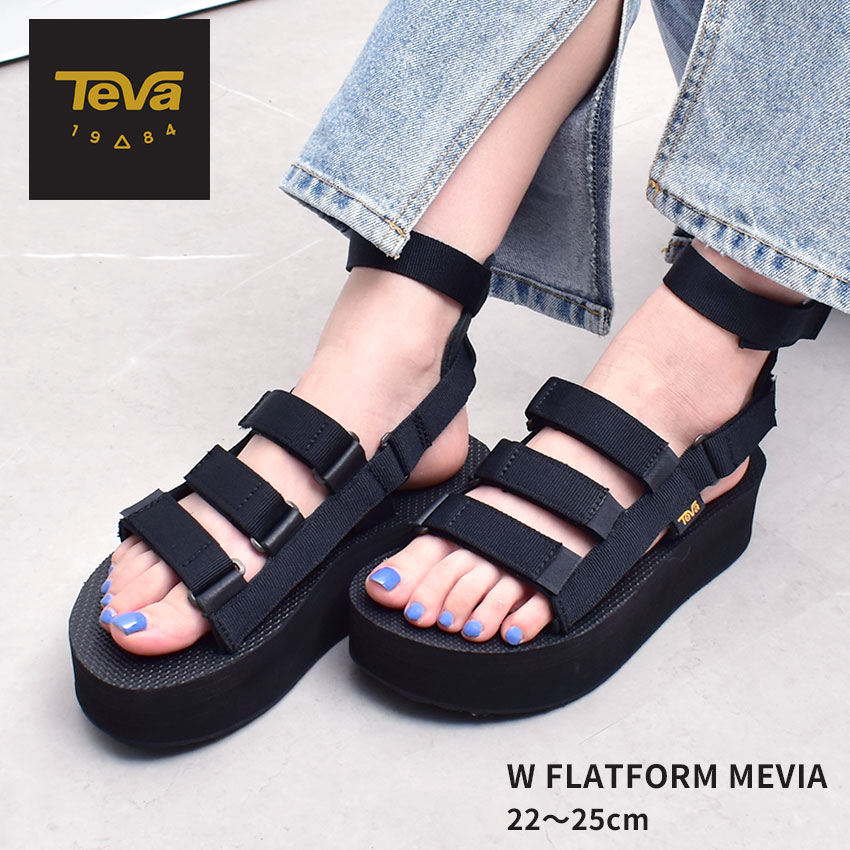 テバ サンダル レディース 【店内全品★P2倍！】テバ W フラットフォーム メビア TEVA サンダル レディース ブラック 黒 W FLATFORM MEVIA 1116810 ストラップサンダル スポーツサンダル ブランド シンプル スポーティ 厚底 テヴァ アウトドア レジャー ビーチサンダル 軽量