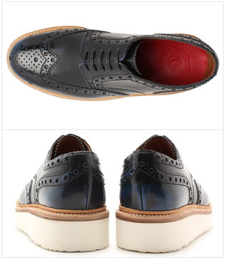 グレンソン アーチー GRENSON シューズ メンズ ネイビー 紺 ブラウン 茶 ARCHIE V 5067-120V 5067-284V カジュアルシューズ 本革 レザー 短靴 ウイングチップ レザーシューズ 厚底 おしゃれ|syobun sale ca-ktu|