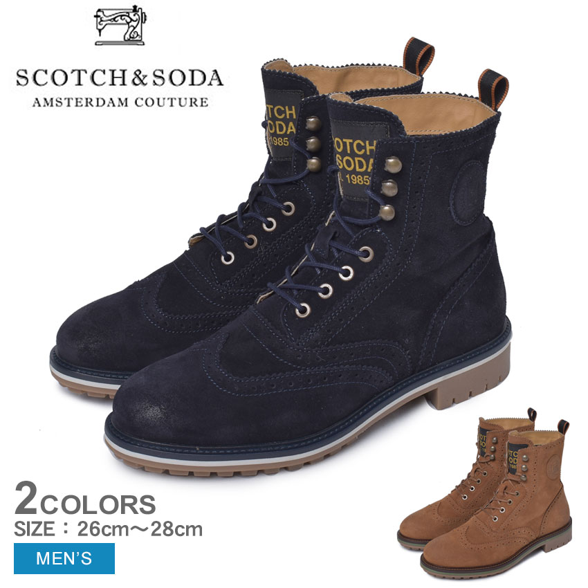 【1万円OFF★クーポン】スコッチ＆ソーダ ナトロン SCOTCH＆SODA ブーツ メンズ ネイビー ブラウン NARTON 21843207 靴 スニーカー レトロ クラシック レースアップ 本革 レザー カジュアル シューズ ハイカット ミドルカット ブランド|slz|のサムネイル