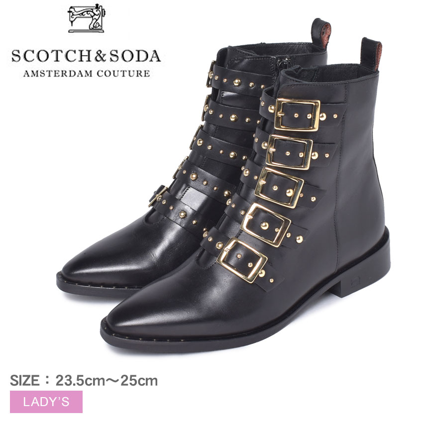 スコッチ＆ソーダ トロナ SCOTCH＆SODA ブーツ レディース ブラック 黒 TRONA 21751130 靴 シューズ レザー ブーティ ショートブーツ ミドルブーツ ミッドカット ミドルカット ヒール レトロ クラシック ドレスカジュアルのサムネイル