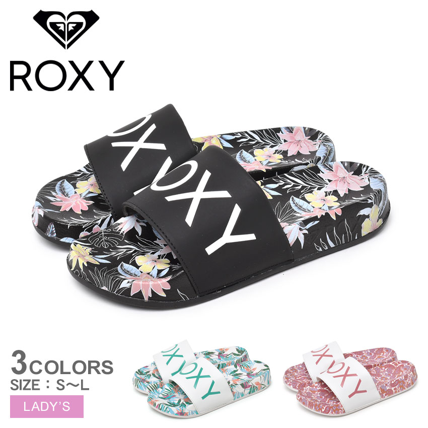 ロキシー SLIPPY PRINTED PLUS ROXY サンダル レディース ブラック 黒 ホワイト 白 ピンク RSD221501 ビーチサンダル ビーサン スポサン シャワーサンダル シューズ ブランド サーフ カジュアル ビーチ レジャー アウトドア 軽量 海 川