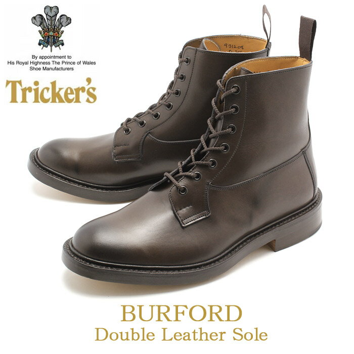 《アイテム名》 トリッカーズ バーフォード ダブルレザーソール TRICKER’S BURFORD 5635 メンズ シューズ 《ブランドヒストリー》 英国ノーザンプトンで靴作りの名人ジョセフ・トリッカーが創業する。トリッカーズの靴は、ハンドメイド・ベンチメイドで現在も昔と変わらぬ手法と技を用いて作られており、もちろん最高級の素材のみを用いたトリッカーズ社の靴は丁寧に作られ、履き心地も抜群！由緒、伝統あるブランドです。 《アイテム説明》 トリッカーズより「BURFORD」です。美しい優雅な曲線のラウンドトゥ、ボリューム感のある作りが特徴。フォルム全体はワークブーツの基本に準じており、クールな色気を放つ様々な服装に合うレザーブーツです。 【point 1】元々は英国の人々が都会を離れ、自然に囲まれた田舎で余暇を過ごすカントリーライフの習慣を楽しむ為に作られた「カントリーコレクション」の1足。安定性、防水性、耐久性に富んでいます。 【point 2】2枚のレザーが貼り合わされた「ダブルレザーソール」仕様。履き始めは通常のレザーソールより硬く感じますが、革が馴染んでくればどんどん足にフィットする為、トリッカーズの中でも歩きやすいソールとされています。 【point 3】トリッカーズの定番色の1つであるエスプレッソ色に焦がし加工の施された「エスプレッソバーニッシュ」は、ビンテージ感のある雰囲気に仕上がっています。 ■フィッティング：5■製法：グッドイヤー・ウェルトラスト：4497Sボリューム感のあるラウンドトーが特徴で、幅はやや狭め。 《カラー名/カラーコード/管理No.》 エスプレッソバーニッシュ/5635/"16312850" こちらの商品は、並行輸入により海外から輸入しております。製造・入荷時期により、細かい仕様の変更がある場合がございます。上記を予めご理解の上、お買い求め下さいませ。 関連ワード： カントリー レザーブーツ ヴィンテージ ビンテージ 革靴 ワークブーツ カジュアル ハンドメイド date 2020/08/20Item Spec ブランド TRICKERS トリッカーズ アイテム シューズ スタイルNo 5635 商品名 カントリー バーフォード 性別 メンズ 原産国 England 素材 アッパー：天然皮革 アウトソール：ダブルレザーソール 着用時のサイズ感 細身、普通の方 1サイズ小さめ 甲高、幅広の方 標準サイズ 筒丈 約 16 cm ヒール高 約 3 cm 履き口周り 約 24 cm 足首周り 約 35 cm こちらのアイテムの足入れは大きめです。 ※上記サイズ感は、スタッフが実際に同一の商品を着用した結果です。 スタッフ着用の為、個人差があります。参考としてご確認ください。 サイズについて詳しくはこちらをご覧下さい。 当店では、スタジオでストロボを使用して撮影しております。商品画像はできる限り実物を再現するよう心掛けておりますが、ご利用のモニターや環境等により、実際の色見と異なる場合がございます。ご理解の上、ご購入いただけますようお願いいたします。 ▲その他アイテムはこちら