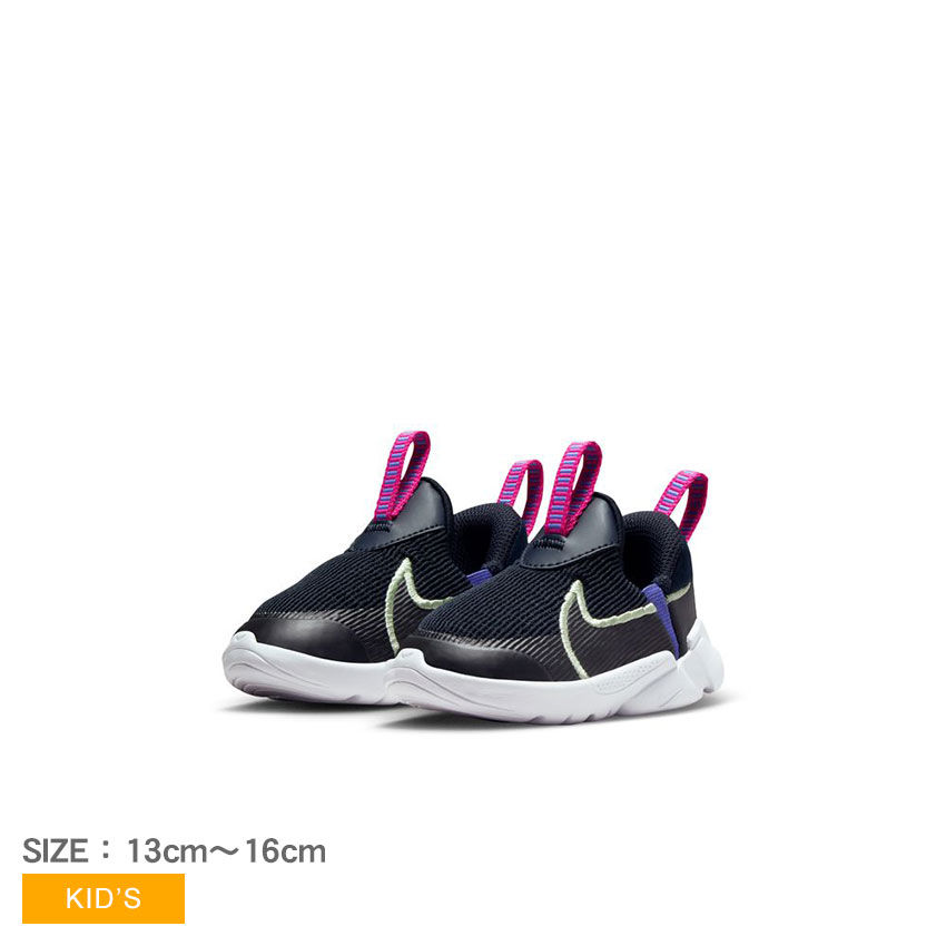 【店内全品★P5倍！】ナイキ フレックス プラス 2 TD NIKE スニーカー キッズ ベビー ジュニア 子供 ブラック 黒 ピンク ブルー 青 FLEXPLUS2(TD) DV8998-400 男の子 女の子 子ども シューズ スリッポン ブランド ローカット シンプル スポーティー 靴 公園