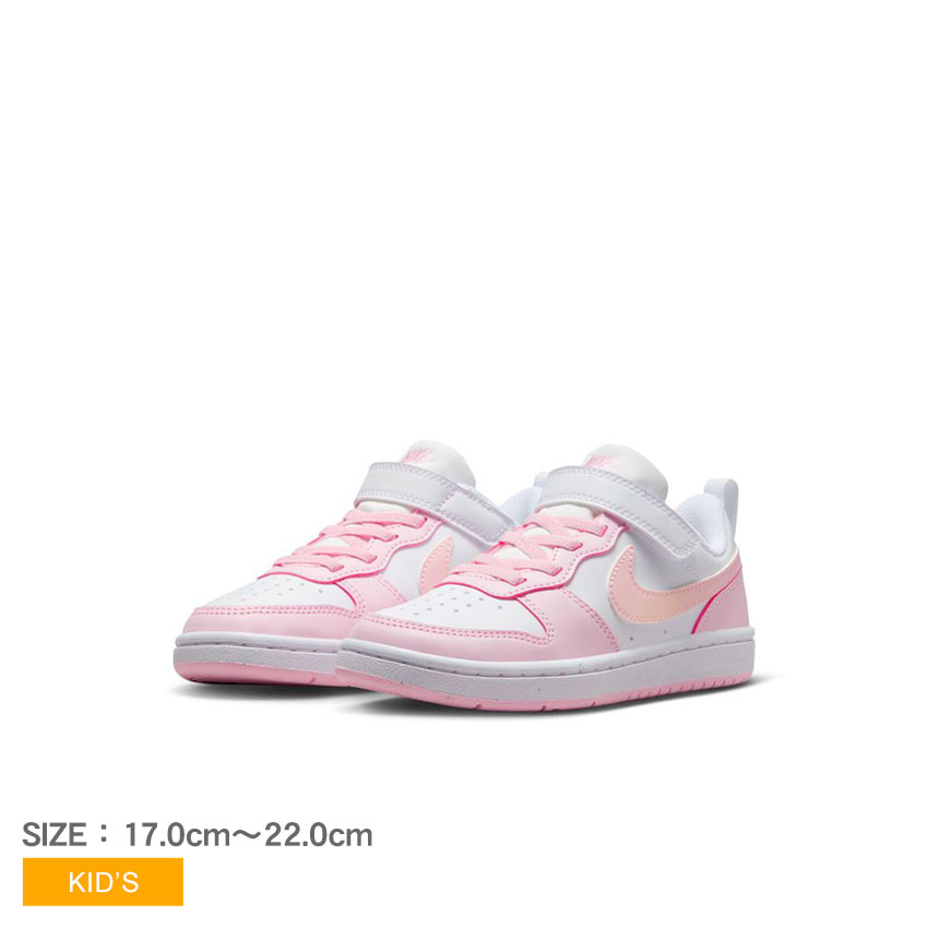 【店内全品★P5倍！】ナイキ コート ボロー LOW リクラフト NIKE スニーカー キッズ ジュニア 子供 ホワイト 白 ピンク NIKE COURT BOROUGH LOW RECRAFT DV5457 靴 スニーカー シューズ 通学 ローカット シンプル カジュアル スポーティ 定番 ロゴ スポーツ