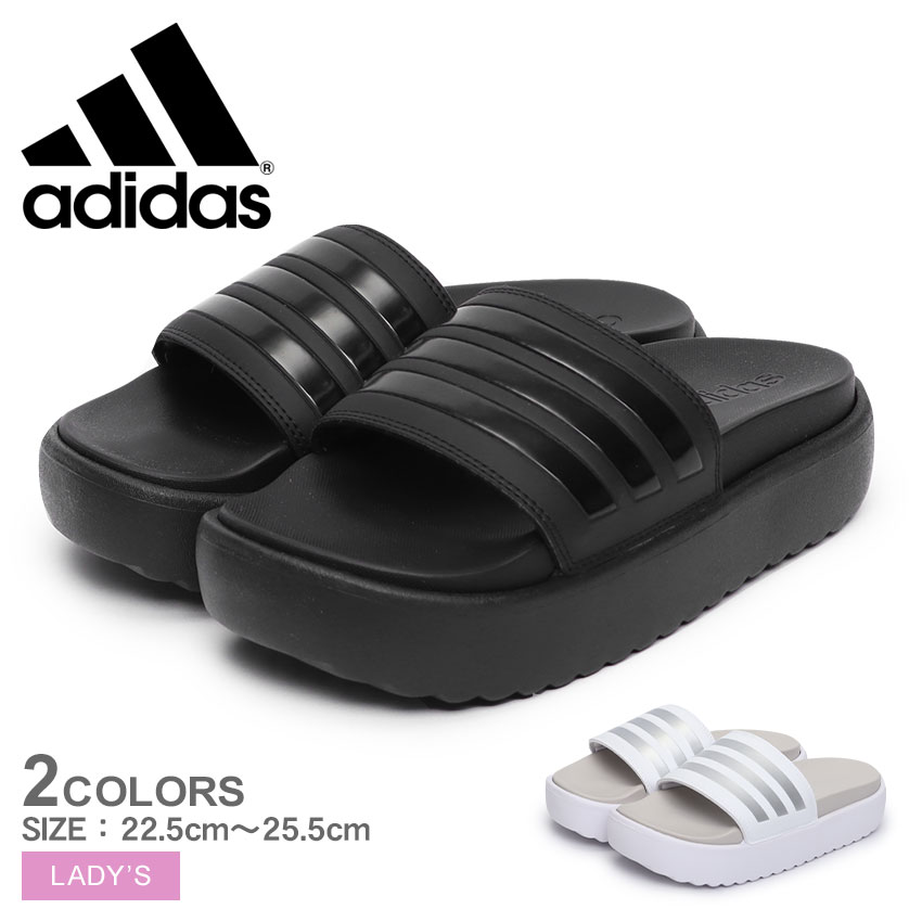 【店内全品★P2倍！】アディダス アディレッタ プラットフォーム サンダル ADIDAS サンダル レディース ブラック 黒 ホワイト 白 ADILETTE PLATFORM SLIDES LTK90 シューズ スライドサンダル スポーツサンダル シャワーサンダル 厚底 ブランド シンプル|slz|