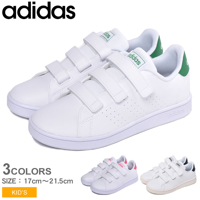 アディダス アドバンコート C ADIDAS スニーカー キッズ ジュニア 子供 ホワイト 白 グリーン ネイビー ピンク ADVANCOURT C EF0221 EF0223 FW2589 靴 シューズ アウトドア スポーツ 通学 ブランド レジャー 白靴 小学校 中学校 スクール 入学式 国内正規品のサムネイル