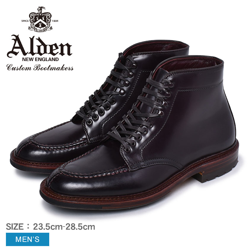 《アイテム名》 ALDEN オールデン ブーツ タンカーブーツ TANKER BOOT M6906 CY メンズ 紳士靴 革靴 ブランド 《ブランドヒストリー》 1884年、マサチューセッツ州ミドルボロウにて創立されたオールデンは、米国の靴文化を象徴するシューメーカーです。選りすぐられた最上級の素材を用い、コンフォータブルなフィット感を備えたそのシューズは、アメリカントラッドを語るうえで不可欠の存在。 1970年代には、特殊な形状の医療用矯正靴がファッションシーンでも高く評価され、素晴らしい履き心地とともに名声を世界へと広げました。履き心地に革新をもたらしたオールデンのシューズは、世界中の靴を愛する人々に、他に代え難い至高の存在として親しまれています。 《アイテム説明》 オールデンより「タンカーブーツ」です。アメリカンスタイルな素朴で上質な艶が魅力の一足の登場です。シンプルなデザインは、カジュアルからビジネスシーン、ドレッシーまで、様々なスタイルに合わせられる一足は持っておきたい万能ブーツ。アッパー部分にはALDENの特徴でもあるコードバン(馬の尻部分の皮)を使用しています。希少価値が高く、キメが細やかで非常になめらか、しっとりとした質感です。また、非常に頑丈な皮革であり、シミや、汚れ、傷などにも強く、非常に長期にわたって使用し続けることが出来ます。きちんと手入れをすれば一生愛用頂けます。使い込むことで独特のしっとりとした艶がより美しさを放ち、味わい深い一足です。■ワイズ：E■バリーラスト■シューズ袋付属 《カラー名/カラーコード/管理No.》 ダークバーガンディ/-/"16950603" こちらの商品は、並行輸入により海外から輸入しております。製造・入荷時期により、細かい仕様の変更がある場合がございます。上記を予めご理解の上、お買い求め下さいませ。 関連ワード： ブランド シューズ トラディショナル ビジネス フォーマル 馬革 革靴 靴 紳士靴 茶 date 2020/04/13Item Spec ブランド ALDEN オールデン アイテム ブーツ スタイルNo M6906 CY 商品名 タンカーブーツ 性別 メンズ 原産国 USA 他 素材 アッパー：天然皮革(コードバン)アウトソール：天然皮革+ゴム(コマンドソール) 重量 片足：US7.5(25.5cm) 約739g 商品特性1 こちらの商品はアッパー、アウトソールに天然皮革を使用しています。その為、シワ・キズ・汚れ等が散見されますが不良品ではございません。天然素材特有の質感、味わいをお楽しみ頂ければ幸いです。 着用時のサイズ感 細身、普通の方 標準サイズ 甲高、幅広の方 1サイズ大きめ 筒丈 約 12.5 cm ヒール高 約 3 cm 履き口周り 約 24 cm 足首周り 約 33 cm こちらのアイテムの足入れは標準です。採寸・着用に使用したサイズ【US7.5】 ※上記サイズ感は、スタッフが実際に同一の商品を着用した結果です。 スタッフ着用の為、個人差があります。参考としてご確認ください。 サイズについて詳しくはこちらをご覧下さい。 当店では、スタジオでストロボを使用して撮影しております。商品画像はできる限り実物を再現するよう心掛けておりますが、ご利用のモニターや環境等により、実際の色見と異なる場合がございます。ご理解の上、ご購入いただけますようお願いいたします。 ▲その他アイテムはこちら