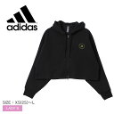 アディダス ADIDAS ステラ マッカートニー クロップド フーディー STELLA MCCARTNEY CROPPED HOODIE レディース 春 夏 秋 ジップアップ パーカー ブラック 黒 XS-L HG1946 トップス フーディ クロップド丈 シンプル バックプリント カジュアル slz shnsw