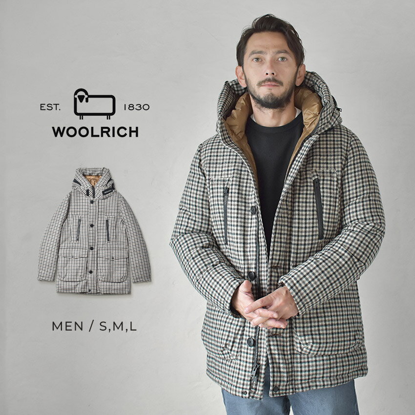 ウールリッチ ダウンジャケット WOOLRICH ウール アークティック パーカ メンズ ベージュ 生成り色 WOOL ARCTIC PARKA WOOU0867 トップス アウター ダウン 上着 ジャケット フード ジップアップ ダブルジップ ボタン 面ファスナー ロゴ