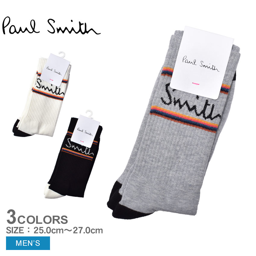 【店内全品★P5倍！】【ゆうパケット配送】 ポール スミス 靴下 PAUL SMITH SOCK LOGO メンズ ブラック 黒 ホワイト 白 M1A-380A-GF639 ウエア ソックス カジュアルソックス ブランド カジュアル シンプル ストライプ プレゼント ギフト 贈り物 おしゃれ ロゴ グレーのサムネイル