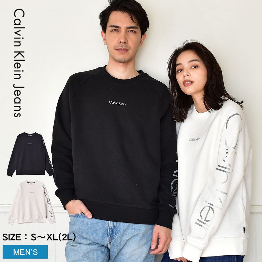 【店内全品★P5倍！】カルバンクラインジーンズ スウェット トレーナー CALVIN KLEIN JEANS カモフラージュ ロゴ スウェットシャツ メンズ CAMOUFLAGE LOGO SWEATSHIRT K10K107628 CK ブランド トップス 長袖 プリント ロゴ レディース ブラック 黒 ホワイト 白