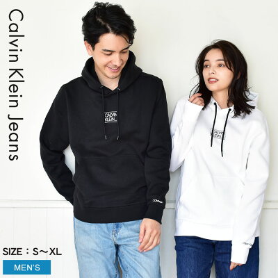 【12/10限定★最大100%ポイバック!】カルバンクラインジーンズ フーディー CALVIN KLEIN JEANS スモールボックスロゴフーディー メンズ ブラック 黒 ホワイト 白 SMALL BOX LOGO HOODIE K10K108181 CK ブランド トップス パーカー カンガルーポケット スウェット 長袖|slz|