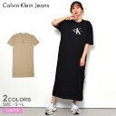 【店内全品★P2倍！】カルバンクラインジーンズ ワンピース CALVIN KLEIN JEANS MONOLOGO LONG T-SHIRT DRESS レディース ブラック 黒 ブラウン 茶 J20J220511 CK ウエア トップス オールインワン ワンピ ブランド シンプル ブランド カジュアル ワンポイント