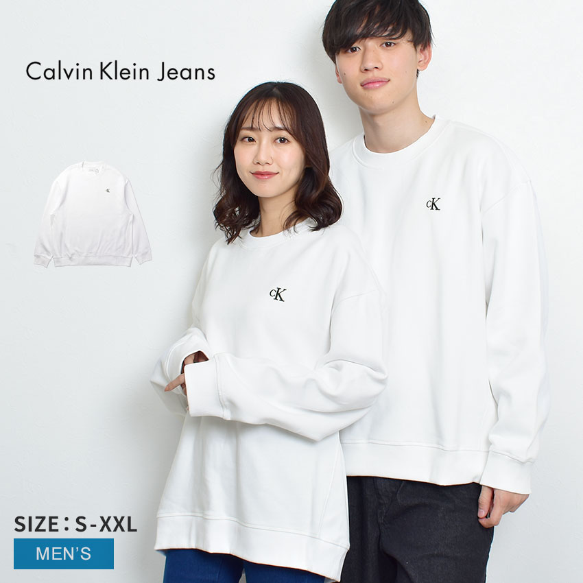 カルバンクラインジーンズ スウェット メンズ レディース トレーナー 裏起毛 CALVIN KLEIN JEANS ロングスリーブ アーカイブ ロゴ フリース クルーネック LS ARCHIVE LOGO FLEECE CREWNECK 40HM255 ブランド 無地 長袖 オーバーサイズ