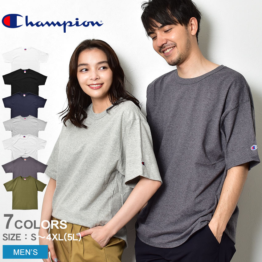 【ゆうパケット配送】 チャンピオン Tシャツ CHAMPION 7oz HERITAGE SHORT SLEEVE TEE メンズ ホワイト 白 ブラック 黒 T105 ウェア トップス カジュアル ストリート 大きめ ロゴ 刺繍 シンプル ビッグシルエット チャコール カーキ カーキグリーン