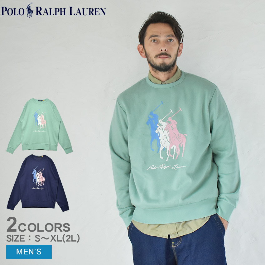 【店内全品★P5倍！】ポロ ラルフローレン スウェット POLO RALPH LAUREN L／S SWEAT SHIRT メンズ ブルー 青 グリーン 緑 710909590 トップス スエット トレーナー ウェア 裏起毛 クルーネック 長袖 ブランド プリント カジュアル トラッド シンプル 人気