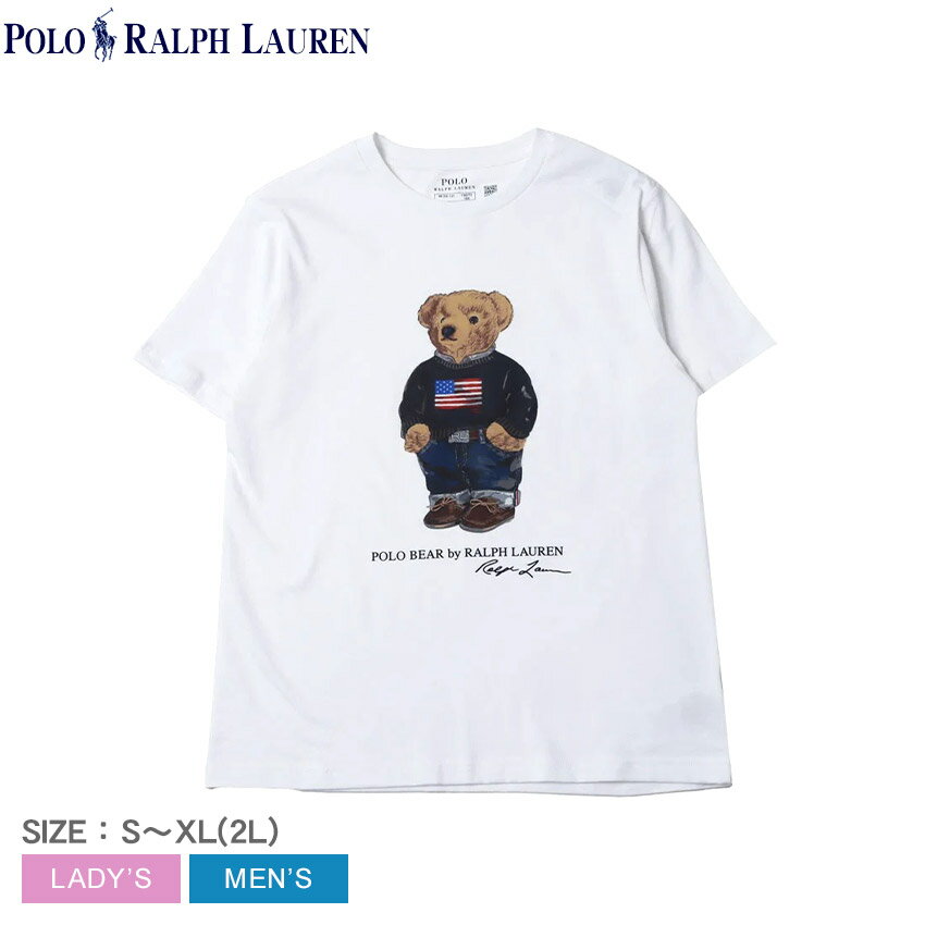 Rakuten - 【ネコポス配送】 ポロ ラルフ ローレン 半袖Tシャツ POLO RALPH LAUREN ベア フラッグティー 半袖Tシャツ メンズ レディース ホワイト 白 323P00508001 トップス ウェア 半袖 ショートスリーブ カジュアル シンプル Tシャツ ブランド プリント ロゴ ベア