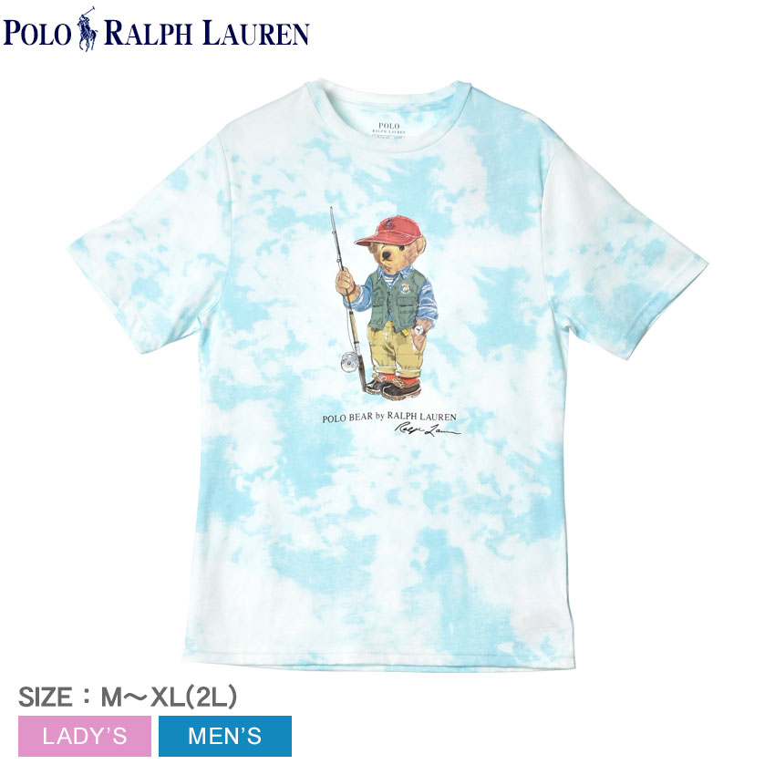 楽天Z-CRAFT【ゆうパケット配送】 ポロ ラルフローレン 半袖Tシャツ POLO RALPH LAUREN ポロベア タイダイプリント Tシャツ メンズ レディース ブルー 青 323905257 トップス 人気 おしゃれ 熊 プリント かわいい カジュアル シンプル イラスト 動物 コットン タイダイ 迷彩