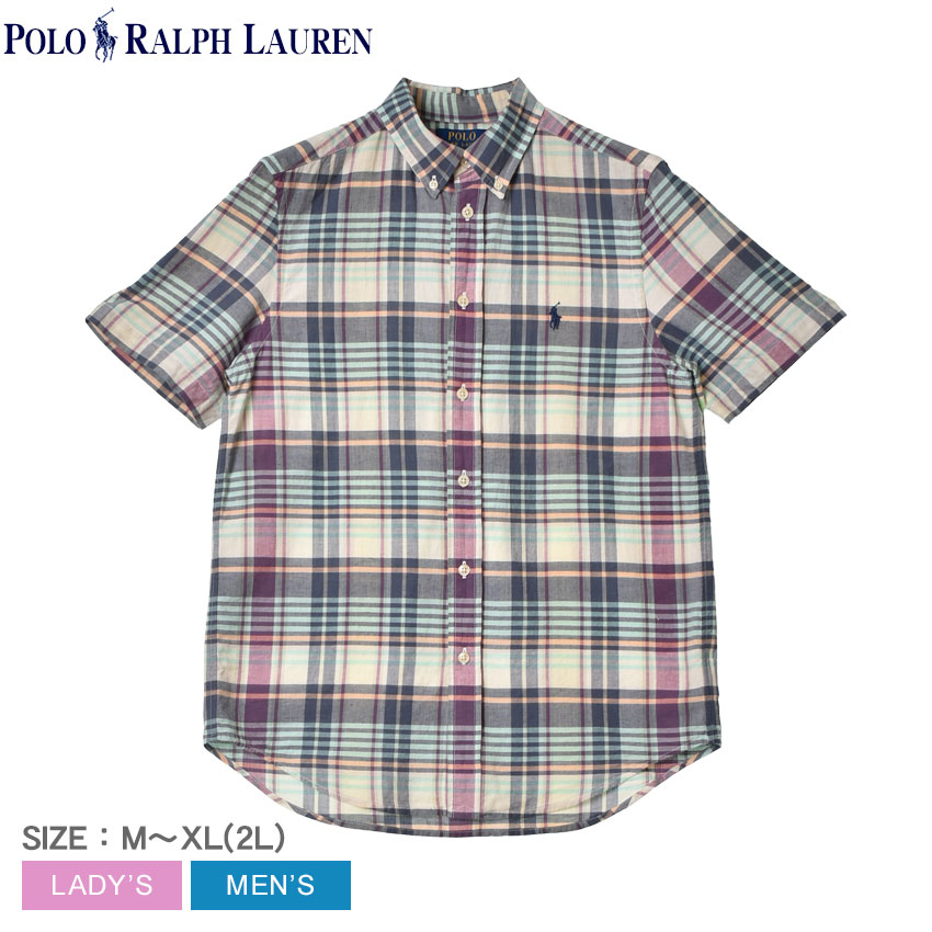 ポロ ラルフローレン トップス レディース 【店内全品★P5倍！】ポロ ラルフローレン 半袖シャツ POLO RALPH LAUREN ワンポイント 半袖マドラスチェックシャツ メンズ レディース マルチカラー 323905295 トップス 半袖 シャツ ボタンダウンシャツ 刺繍 ワンポイント ブランド カジュアル トラッド