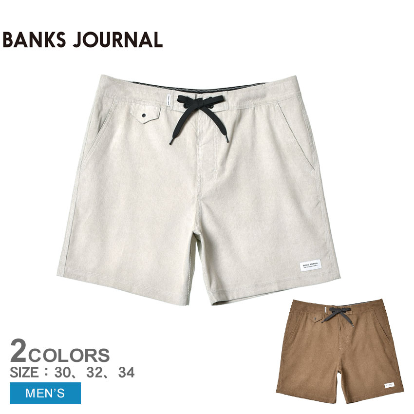 【店内全品★P5倍！】バンクス ジャーナル ボードショーツ BANKS JOURNAL SLOW BOARDSHORT メンズ ホワイト 白 BS0287 パンツ ボトムス ショートパンツ ハーフパンツ 水陸両用 ボードショーツ サーフショーツ 水着 ビーチ 海 カジュアル シンプル